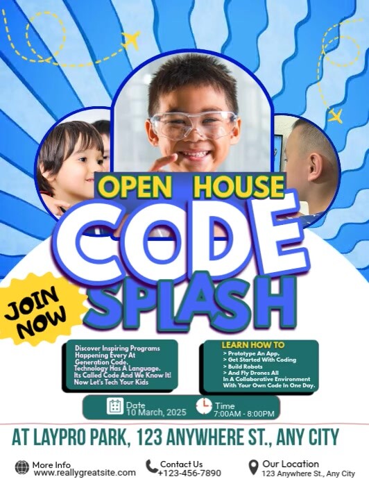 White Joyful Kids Coding, Flyer (us Letter) Template | PosterMyWall