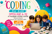Weiß Coding for Kids โปสเตอร์ Template