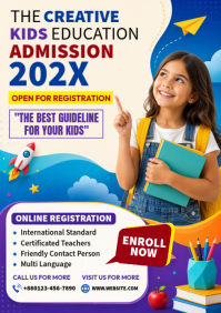 White Kids Education Admission A4 Template