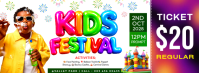 白色 Kids Festival Ticket Foto Sampul Facebook Template