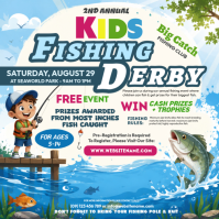 สีขาว Kids Fishing Derby Сообщение Instagram Template