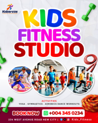 White Joyful Kids Fitness Studio aerobics gym martial arts yoga training center promotion flyer soci Instagram Portrait template