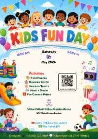 White Joyful Kids Fun Day A4 template