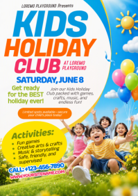 Белый Kids Holiday Club A4 Template