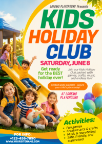 白色 Kids Holiday Club A4 Template