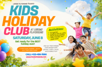White Kids Holiday Club Плакат Template