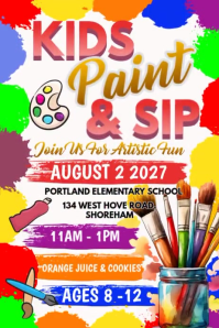 White Joyful Kids Paint And Sip Party  Poster Plakat template
