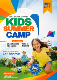 Biały Kids Summer Camp A4 Template