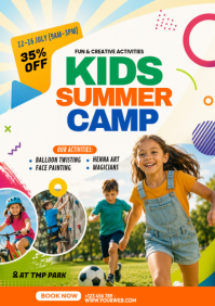 White Kids Summer Camp A4 Template