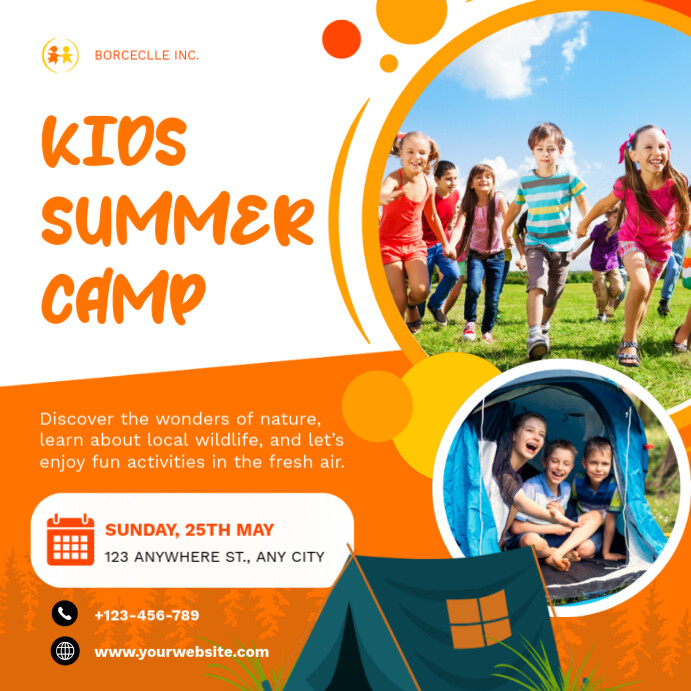 White Joyful Kids Summer Camp Advertising Instagram Post Flyer Design ...