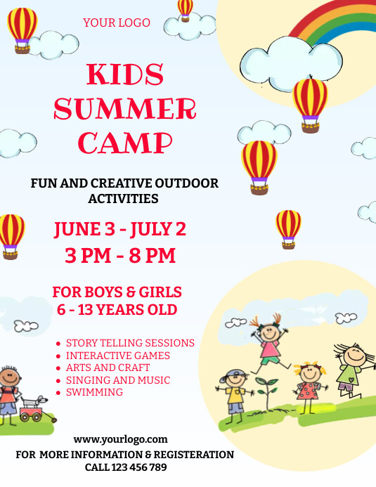 Summer Lette Copy of White Joyful Kids Summer Camp Flyer (us Lette | PosterMyWall