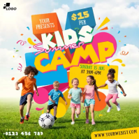 Branco Kids Summer Camp Publicação no Instagram Template