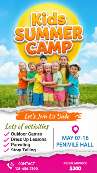 White Joyful Kids Summer Camp Instagram Story template