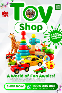 White Joyful Kids Toy Store children's toys shop Promotion Poster Facebook ads flyer template instag Plakat