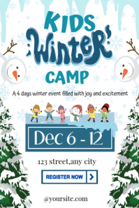 White Joyful Kids Winter Cam Poster template