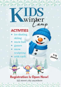 White Joyful Kids Winter Camp A1 template
