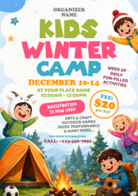 White Kids Winter Camp A4 Template