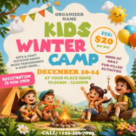 Branco Kids Winter Camp Instagram na Post Template