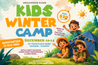 White Kids Winter Camp Affiche Template