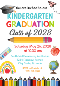 White Joyful Kindergarten Graduation A4 template