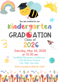 White Joyful Kindergarten Graduation A4 template
