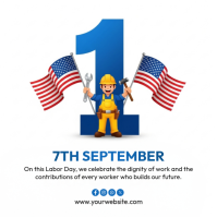 White Labor Day Celebration Сообщение Instagram Template