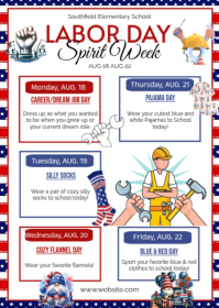 White Labor Day Spirit Week A6 Template