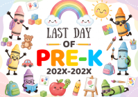 White Last Day of Pre-K A4 Template