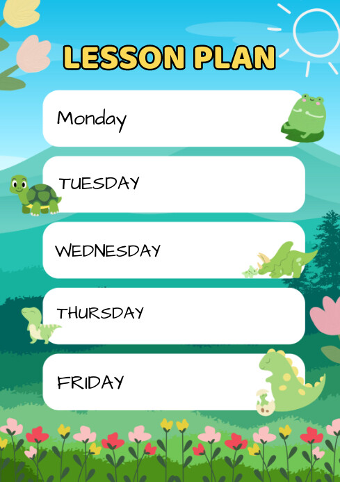 White Joyful Lesson Plan Template For Kids A | PosterMyWall