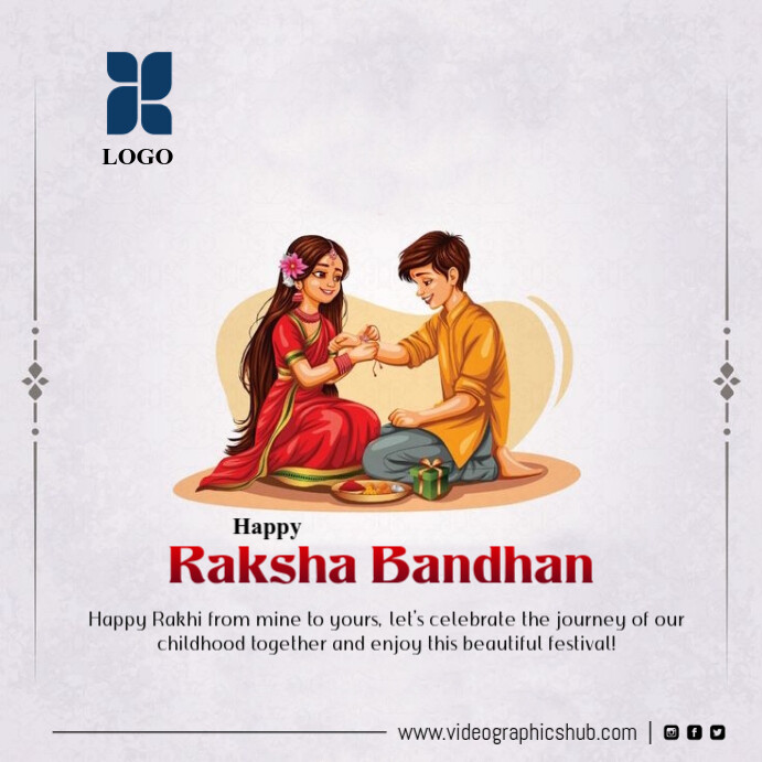 White Joyful Make Custom Raksha Bandhan Wishes Instagram Post template