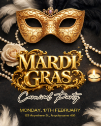 White Joyful Mardi gras party Instagram Portrait template