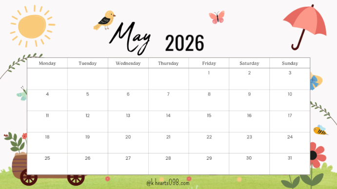 May 2026 Calendar Template | PosterMyWall