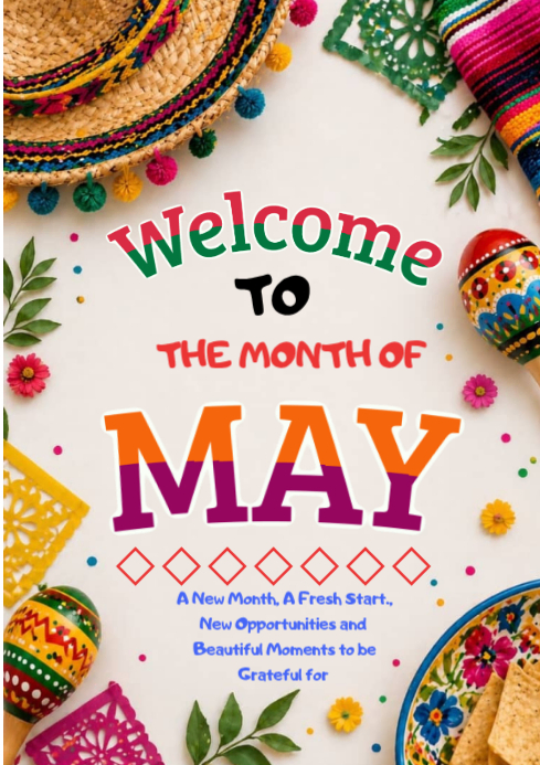 White Joyful May Celebration A4 Template | PosterMyWall