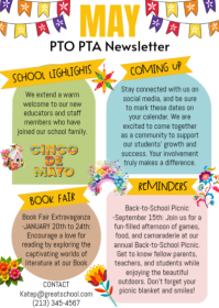 White Joyful may School Newsletter A6 template