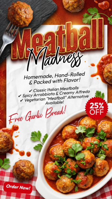 Copy of White Joyful Meatball Promotion Instagram Story | PosterMyWall