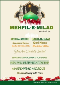 White Joyful Melad Invitation  A1 template