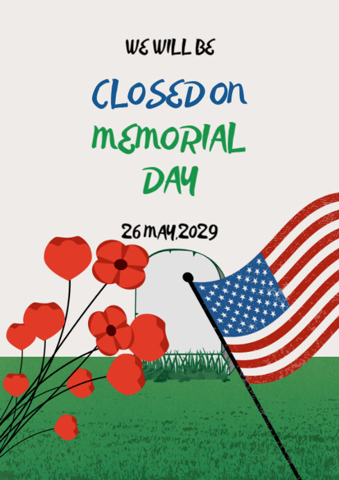 White Joyful Memorial Day A4 Template | PosterMyWall
