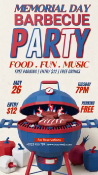 White Joyful Memorial Day Barbecue Party Instagram Story Video template