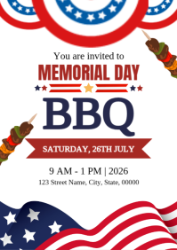 White Joyful Memorial Day BBQ A4 template