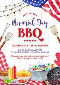 White Joyful Memorial Day BBQ A4 template