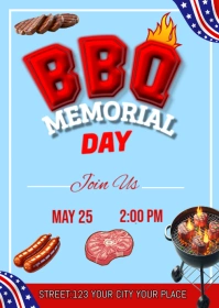White Joyful Memorial Day Bbq A6 template