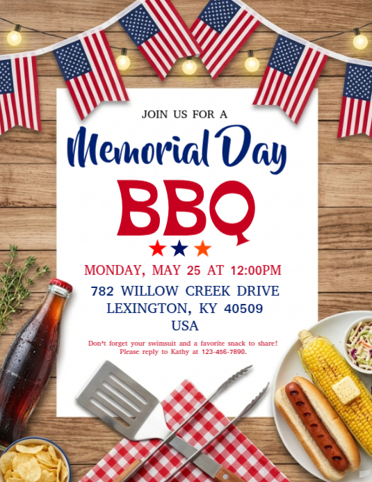 White Memorial Day Bbq Flyers Template | PosterMyWall