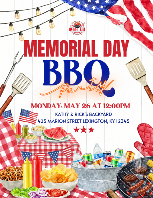 Memorial Day Bbq Party Flyers Template | PosterMyWall