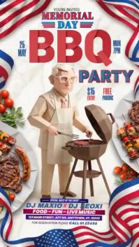White Joyful Memorial Day BBQ Party Instagram Story Video template