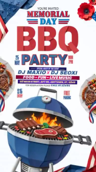 White Joyful Memorial Day BBQ Party Instagram Story Video template