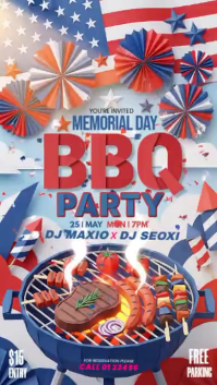 White Joyful Memorial Day BBQ Party Instagram Story Video template