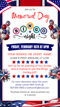 White Joyful Memorial Day Bingo Night Instagram Story template