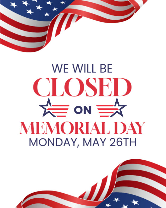 White Joyful Memorial Day Business Closed Instagram Portrait template