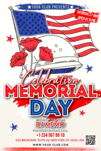 White Joyful Memorial Day Celebration Banner 4' × 6' Video template
