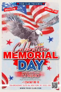 White Joyful Memorial Day Celebration Banner 4' × 6' Video template